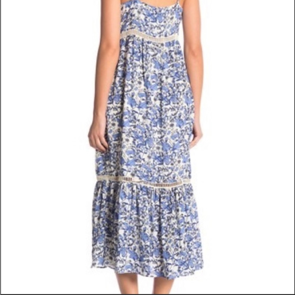 CeCe Summer dress spaghetti straps blue and white midi size 00 floral beach midi - Picture 4 of 15